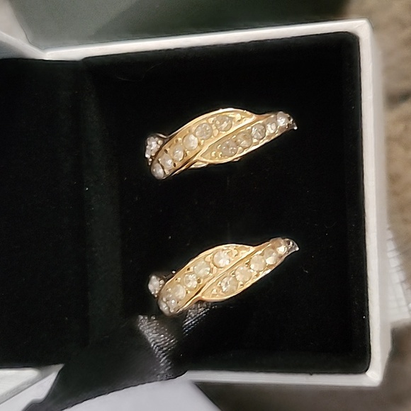 Vintage Givenchy Polished Gold- Plated Clear Crystal Earrings - Picture 1 of 8